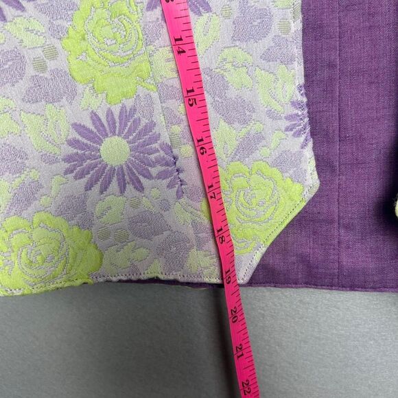 Vintage Handmade Purple Green Floral Vest Artsy Retro 70's Hippie Festival Small - Picture 5 of 6